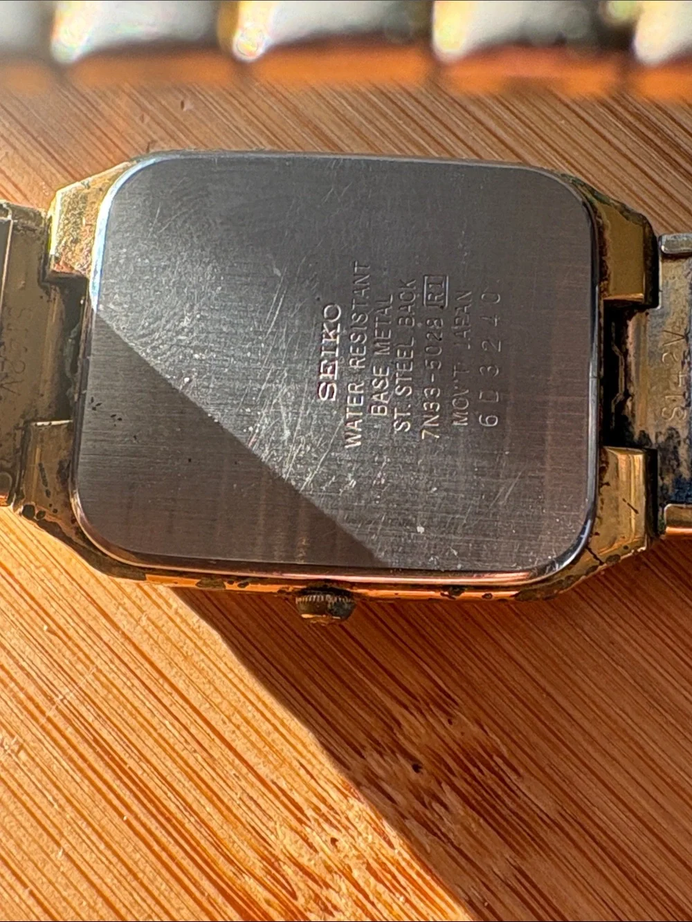 Seiko Gold and Black Rectangular Men's Quartz Watch